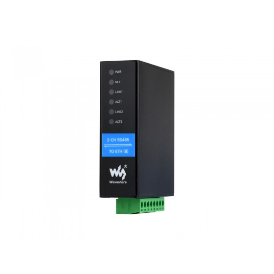 Waveshare - 2 Kanallı RS485'ten RJ45 Ethernet Seri Sunucu, İki bağımsız RS485 kanalı ve Çift Ethernet Portu