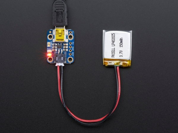 Adafruit Mini Lipo w/Mini-B USB Jack - USB LiIon/LiPoly Şarj Cihazı - v1 - Thumbnail