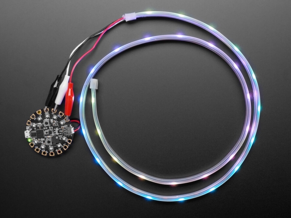 Adafruit NeoPixel LED Şerit, Timsah Klipsli - 30 LED/1 Metre - Siyah - Thumbnail