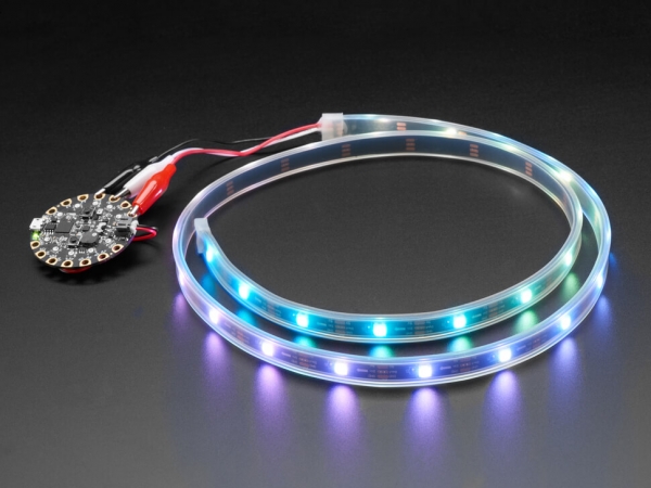 Adafruit NeoPixel LED Şerit, Timsah Klipsli - 30 LED/1 Metre - Siyah - Thumbnail