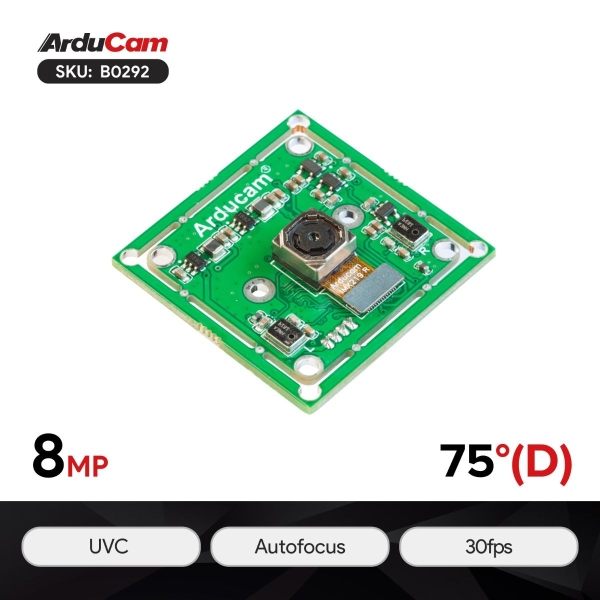 Arducam 4K 8MP IMX219 Otomatik Odaklama USB Kamera Modülü Mikrofonlu - Thumbnail