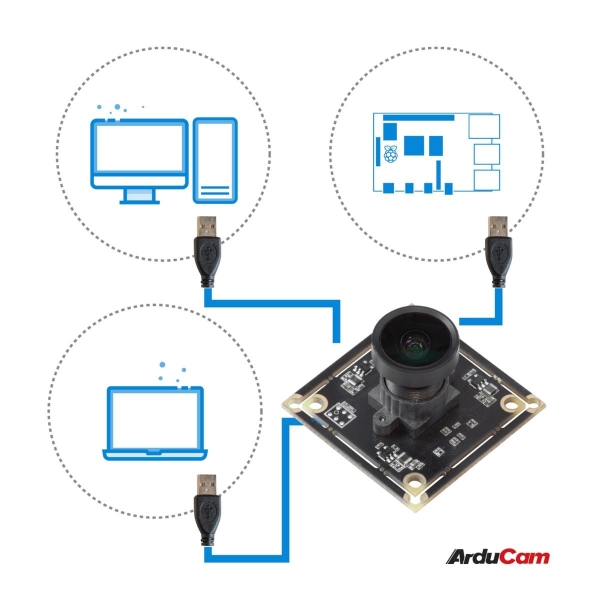 Arducam 5MP OV5648 USB Camera Module with Wide Angle M12 Lens and Single Microphone - Thumbnail