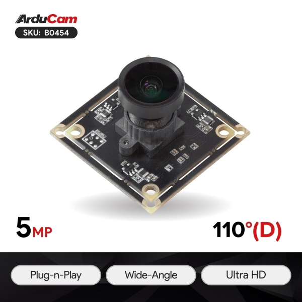 Arducam Geniş Açılı M12 Lensli ve Tek Mikrofonlu 5MP OV5648 USB Kamera Modülü - Thumbnail
