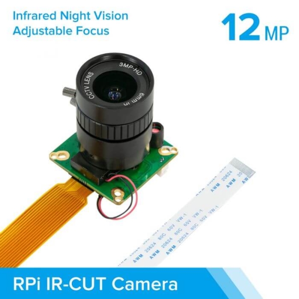 Arducam - Arducam Raspberry Pi için Yüksek Kaliteli IR-CUT Kamera 6mm CS Lensli 12.3MP 1/2.3 İnç IMX477 HQ Kamera Modülü