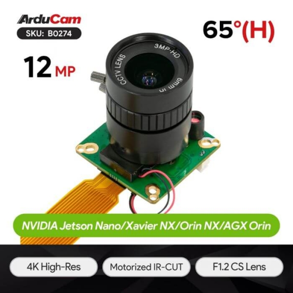 Jetson için Arducam Yüksek Kaliteli IR-CUT Kamera 6mm CS Lensli - Thumbnail
