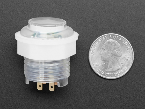 Mini LED Arcade Düğmesi - 24mm Yarı Saydam Şeffaf - Thumbnail