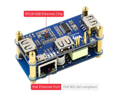 Pi Zero için PoE Ethernet / USB HUB KUTUSU