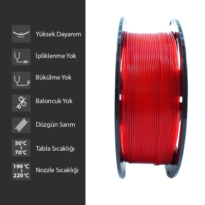 PLA Plus Filament - 1.75mm Kırmızı - 3