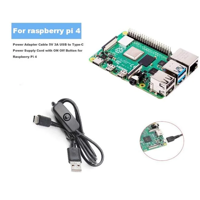 Raspberry Pi 4 Güç Anahtarlı Kablo - Type-C Usb - 4