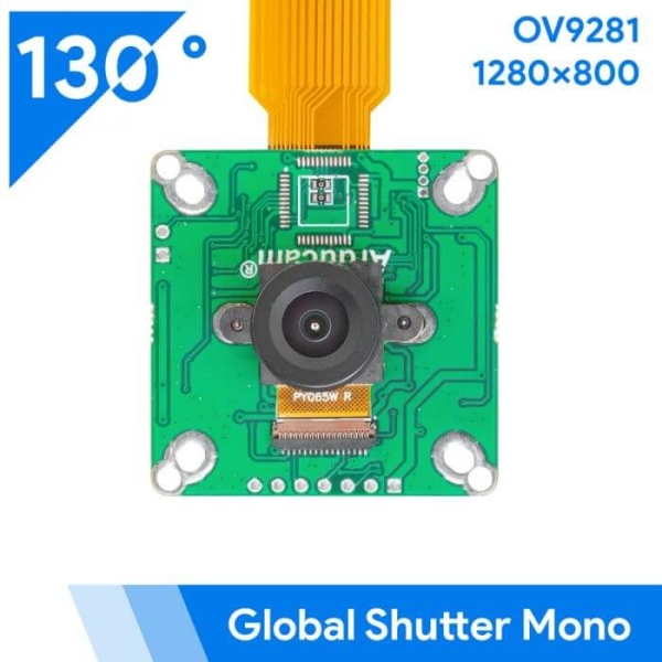 Arducam - Raspberry Pi için 130deg M12 Montajlı Arducam OV9281 1MP Global Shutter NoIR Mono Kamera Modülü