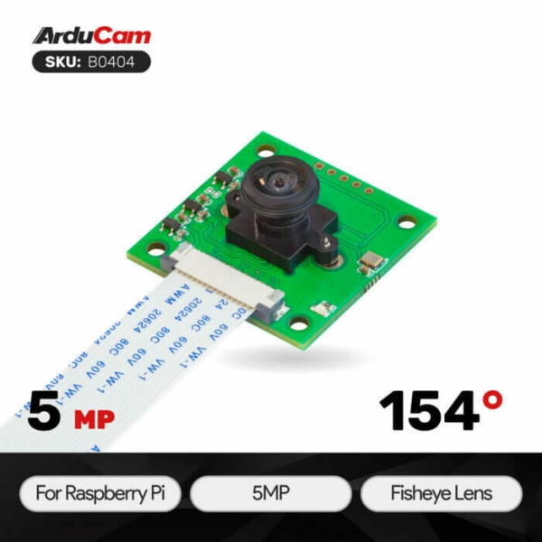 Arducam - Raspberry Pi için Arducam 5MP OV5647 Balıkgözü Kamera M8 Montaj Lensi