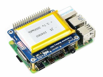 Raspberry Pi Li-Polymer Battery HAT with 5V Output, Fast Charging (Battery Not Included) - 4