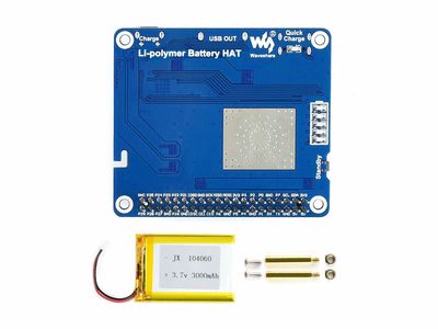 Raspberry Pi Li-Polymer Battery HAT with 5V Output, Fast Charging (Battery Not Included) - 3