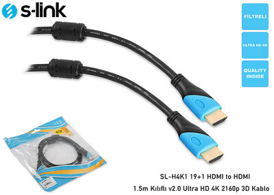 S-Link HDMI to HDMI 1,5m 4K Kılıflı Kablo