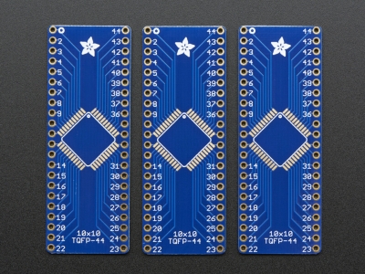 SMT Breakout PCB for 44-QFN or 44-TQFP - 3 Pack - 4