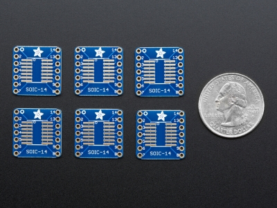SMT Breakout PCB for SOIC-14 or TSSOP-14 - 6-Pack - 3