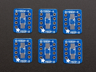 SMT Breakout PCB for SOIC-8, MSOP-8, or TSSOP-8 - 6 Pack - 1