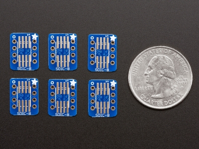 SMT Breakout PCB for SOIC-8, MSOP-8, or TSSOP-8 - 6 Pack - 3