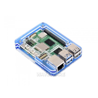 Transparent and Blue Acrylic Case for Raspberry Pi 5 - 4